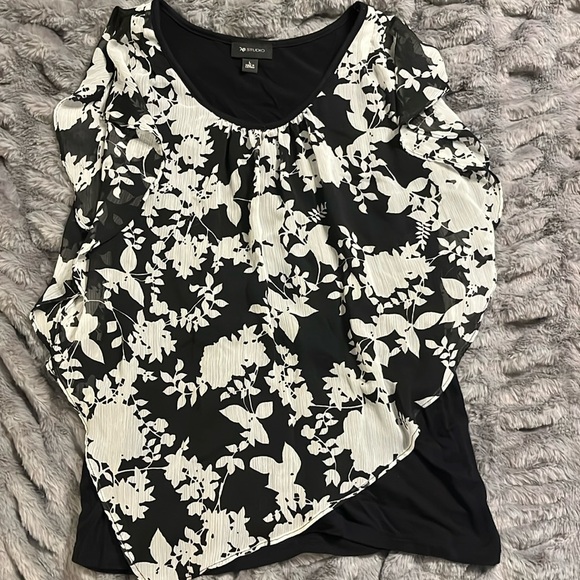 AB Studio Tops - AB Studio dressy tank, sheer overlay, stretchy underlayer. Size L. Rarely worn.